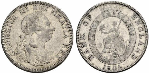 5 Shilling / 1 Dollar 大英帝国 / 大不列颠及爱尔兰联合王国 (1801 - 1922) 銀 喬治三世 (1738-1820)