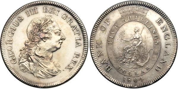 5 Shilling / 1 Dollar 大英帝国 / 大不列颠及爱尔兰联合王国 (1801 - 1922) 銀 喬治三世 (1738-1820)