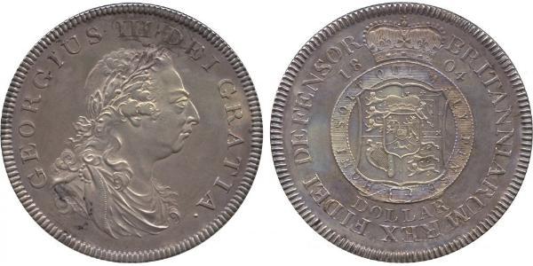 5 Shilling / 1 Dollar 大英帝国 / 大不列颠及爱尔兰联合王国 (1801 - 1922) 銀 喬治三世 (1738-1820)