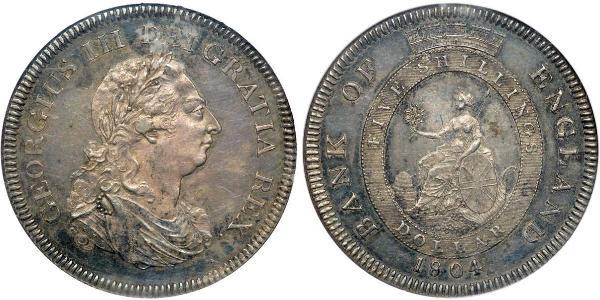 5 Shilling / 1 Dollar 大英帝国 / 大不列颠及爱尔兰联合王国 (1801 - 1922) 銀 喬治三世 (1738-1820)