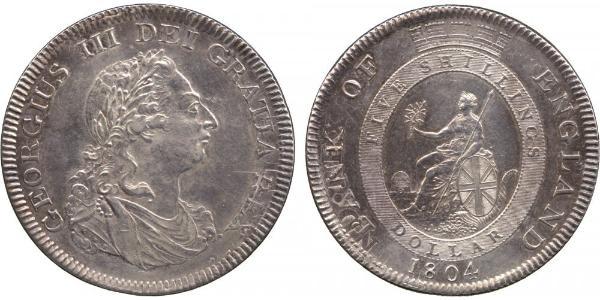 5 Shilling / 1 Dollar 大英帝国 / 大不列颠及爱尔兰联合王国 (1801 - 1922) 銀 喬治三世 (1738-1820)