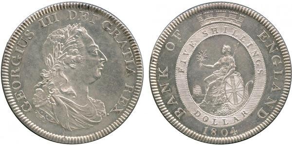 5 Shilling / 1 Dollar 大英帝国 / 大不列颠及爱尔兰联合王国 (1801 - 1922) 銀 喬治三世 (1738-1820)