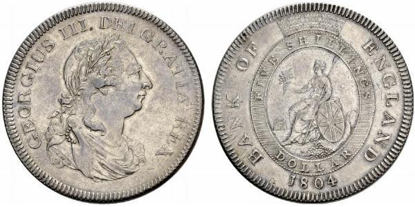 5 Shilling / 1 Dollar 大英帝国 / 大不列颠及爱尔兰联合王国 (1801 - 1922) 銀 喬治三世 (1738-1820)