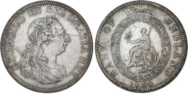 5 Shilling / 1 Dollar 大英帝国 / 大不列颠及爱尔兰联合王国 (1801 - 1922) 銀 喬治三世 (1738-1820)