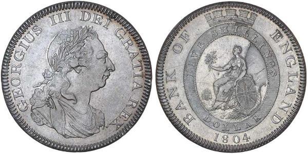 5 Shilling / 1 Dólar Imperio británico (1497 - 1949) / Reino Unido de Gran Bretaña e Irlanda (1801-1922) Plata Jorge III (1738-1820)