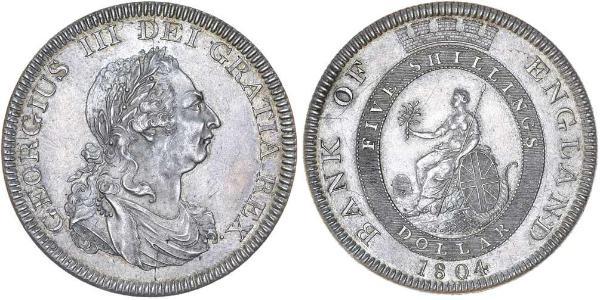 5 Shilling / 1 Dólar Imperio británico (1497 - 1949) / Reino Unido de Gran Bretaña e Irlanda (1801-1922) Plata Jorge III (1738-1820)