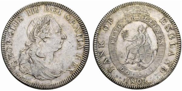 5 Shilling / 1 Dólar Imperio británico (1497 - 1949) / Reino Unido de Gran Bretaña e Irlanda (1801-1922) Plata Jorge III (1738-1820)