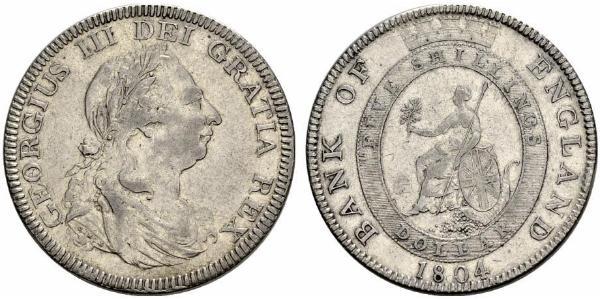 5 Shilling / 1 Dólar Imperio británico (1497 - 1949) / Reino Unido de Gran Bretaña e Irlanda (1801-1922) Plata Jorge III (1738-1820)