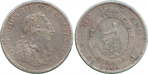 5 Shilling / 1 Dólar Imperio británico (1497 - 1949) / Reino Unido de Gran Bretaña e Irlanda (1801-1922) Plata Jorge III (1738-1820)