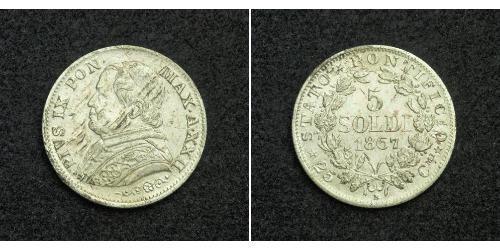 5 Soldo Estados Pontificios (752-1870) Plata Pío IX (1792- 1878)