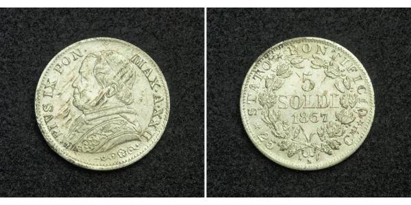 5 Soldo Estados Pontificios (752-1870) Plata Pío IX (1792- 1878)