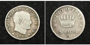 5 Soldo Reino de Italia (1805–1814) Plata Napoleón Bonaparte(1769 - 1821)
