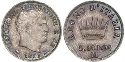 5 Soldo Königreich Italien (1805–1814) Silber Napoleon Bonaparte(1769 - 1821)