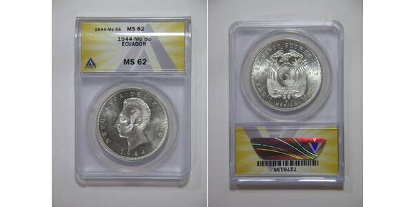 5 Sucre Ecuador Silber Antonio José de Sucre (1795 - 1830)