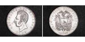 5 Sucre Ecuador Silver Antonio José de Sucre (1795 - 1830)