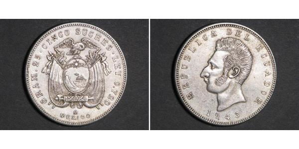 5 Sucre Ecuador 銀 安东尼奥·何塞·苏克雷