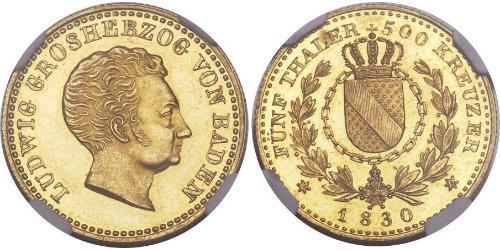 5 Thaler Gran Ducado de Baden (1806-1918) Oro Luis I de Baden(1763 - 1830)
