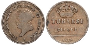 5 Tornesi Italian city-states Copper 