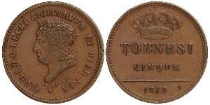 5 Tornesi Italian city-states Cuivre 