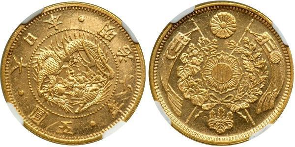 5 Yen Impero giapponese (1868-1947) Oro Meiji the Great (1852 - 1912)