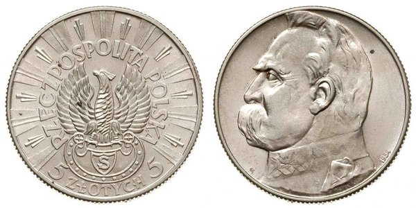 5 Zloty Deuxième République de Pologne (1918 - 1939) Argent Józef Piłsudski