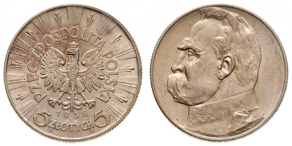 5 Zloty Deuxième République de Pologne (1918 - 1939) Argent Józef Piłsudski