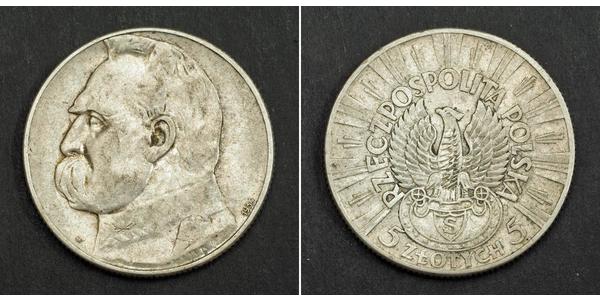 5 Zloty Seconda Repubblica Polacca (1918 - 1939) Argento Józef Piłsudski