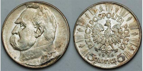 5 Zloty Seconda Repubblica Polacca (1918 - 1939) Argento Józef Piłsudski