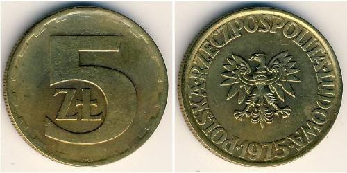 5 Zloty République populaire de Pologne (1952-1990) Laiton 