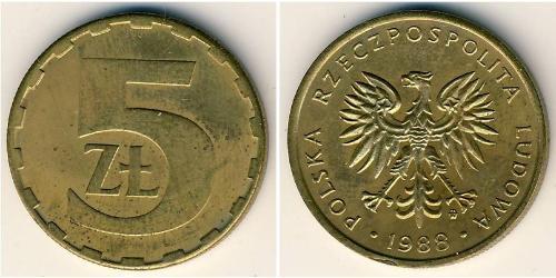 5 Zloty República Popular de Polonia (1952-1990) Latón 