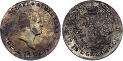 5 Zloty Zarato de Polonia (1815-1915) Plata Alejandro I (1777-1825)