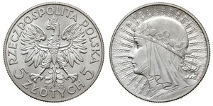 5 Zloty Segunda República Polaca (1918 - 1939) Plata Juan III Sobieski (1629-1696)