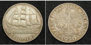 5 Zloty Segunda República Polaca (1918 - 1939) Plata 