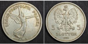 5 Zloty Segunda República Polaca (1918 - 1939) Plata 