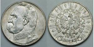 5 Zloty Segunda República Polaca (1918 - 1939) Plata Józef Piłsudski