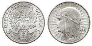 5 Zloty Segunda República Polaca (1918 - 1939) Plata Juan III Sobieski (1629-1696)