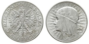 5 Zloty Segunda República Polaca (1918 - 1939) Plata Juan III Sobieski (1629-1696)