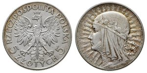 5 Zloty Segunda República Polaca (1918 - 1939) Plata Juan III Sobieski (1629-1696)