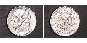 5 Zloty Segunda República Polaca (1918 - 1939) Plata Józef Piłsudski