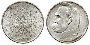 5 Zloty Segunda República Polaca (1918 - 1939) Plata Józef Piłsudski