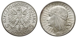 5 Zloty Segunda República Polaca (1918 - 1939) Plata Juan III Sobieski (1629-1696)