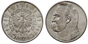 5 Zloty Segunda República Polaca (1918 - 1939) Plata Józef Piłsudski