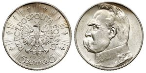 5 Zloty Segunda República Polaca (1918 - 1939) Plata Józef Piłsudski