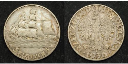 5 Zloty Segunda República Polaca (1918 - 1939) Plata 