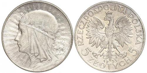 5 Zloty Segunda República Polaca (1918 - 1939) Plata Juan III Sobieski (1629-1696)