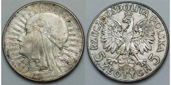 5 Zloty Segunda República Polaca (1918 - 1939) Plata Juan III Sobieski (1629-1696)