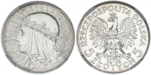 5 Zloty Segunda República Polaca (1918 - 1939) Plata Juan III Sobieski (1629-1696)