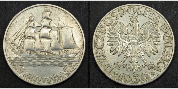 5 Zloty Zweite Polnische Republik (1918 - 1939) Silber 