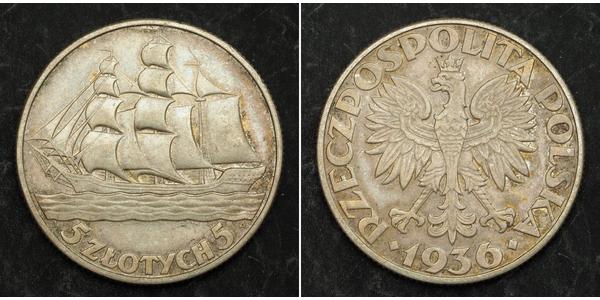 5 Zloty Second Polish Republic (1918 - 1939) Silver 