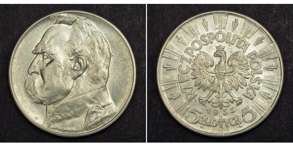 5 Zloty Second Polish Republic (1918 - 1939) Silver Józef Piłsudski